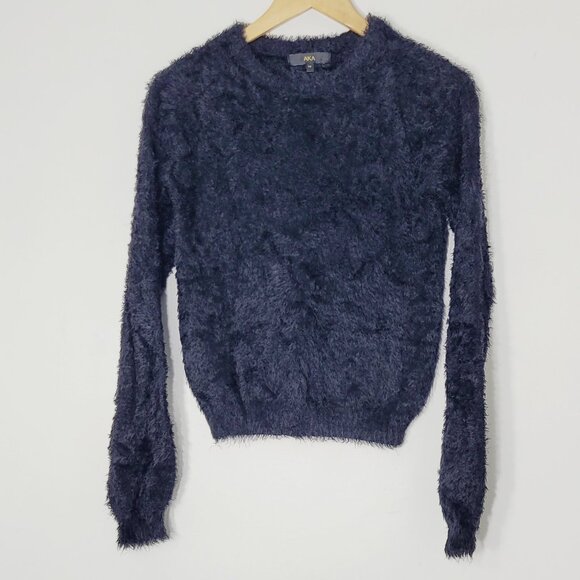 AKA Women's Black Shaggy Soft Vegan Fur Pullover Sweater Stretch Comfy Size 14 - Picture 2 of 9